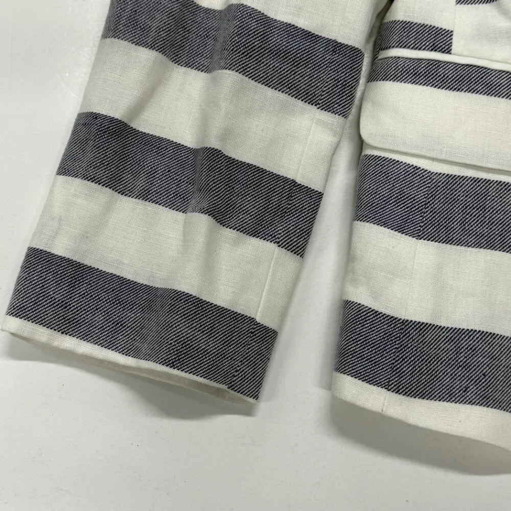 Banana‎ Republic Blazer Womens Sz 4 Gray Stripe NWT Linen Blend Career Work